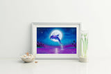 Moonlit Dolphin – Coastal Matted Art Print (8"x10")