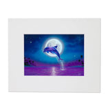 Moonlit Dolphin – Coastal Matted Art Print (8"x10")