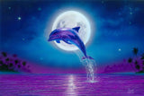 Moonlit Dolphin – Coastal Matted Art Print (8"x10")